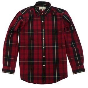Fairway & Greene Medium Red Tartan Plaid Button Front Huron Poplin Shirt